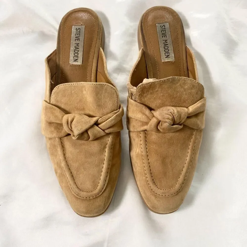 Steve Madden Euro Elegant Preppy Tan Suede Loafer Flats US 7.5